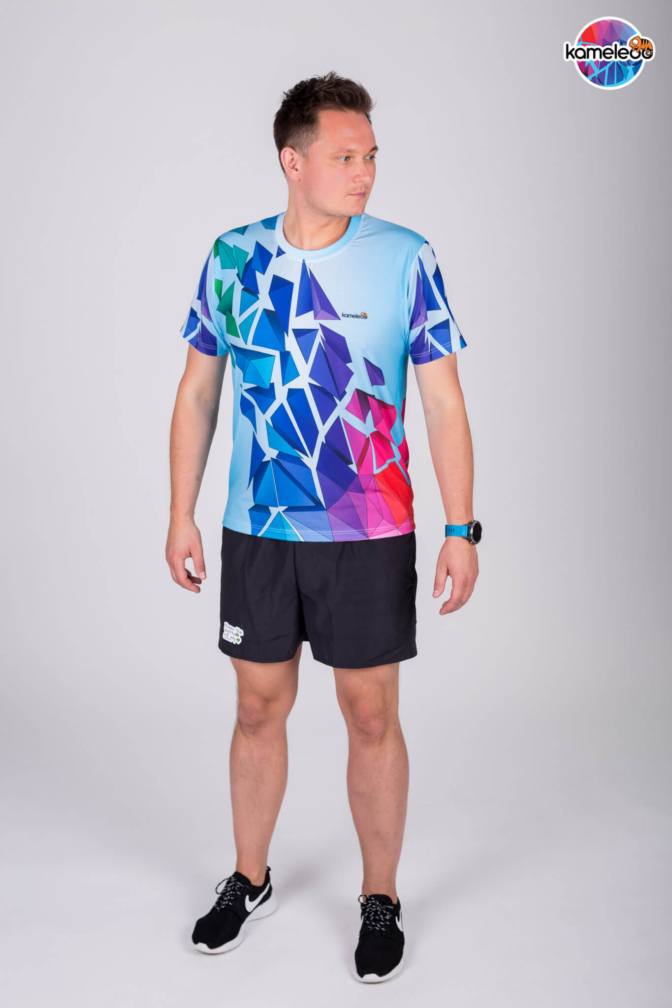 T-shirt do biegania męski Rainbow Bloocks - Blue - kameleoo.com