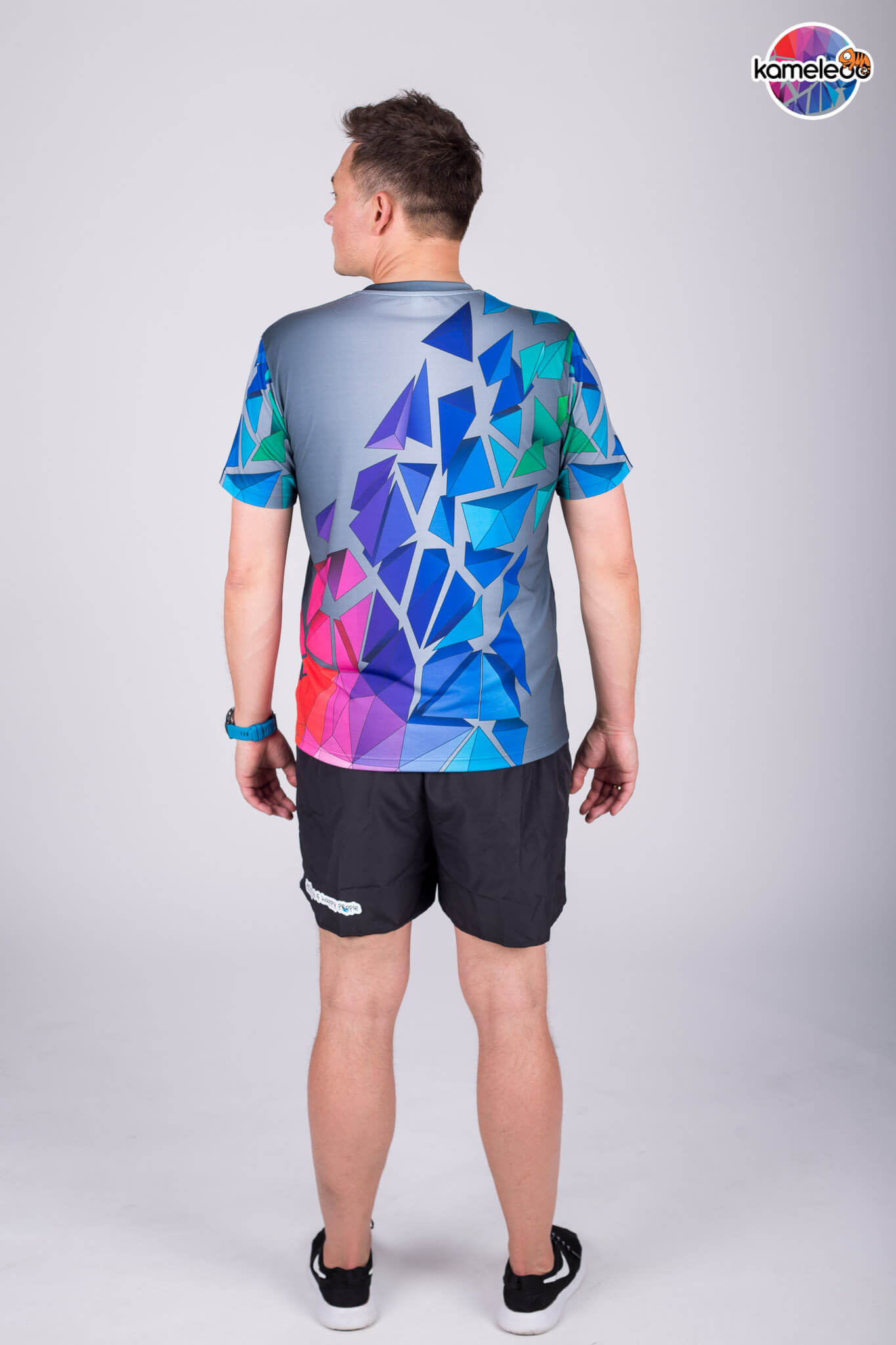 Męski T-Shirt Rainbow Bloocks - Gray - Kameleoo.com